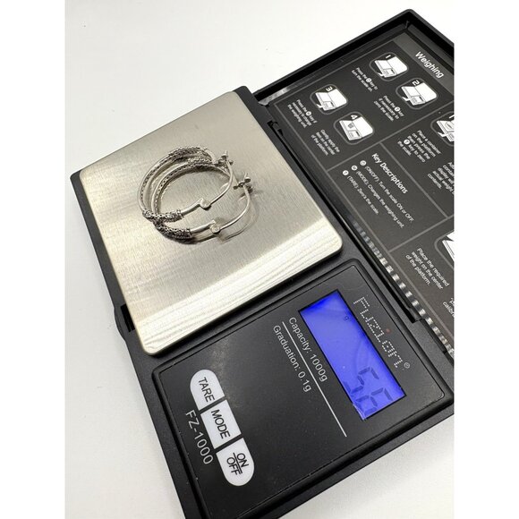 Sarda Bali Hinged Sterling Silver 925 Classic Hoop Earrings 5.6g 1.25” - Picture 5 of 5